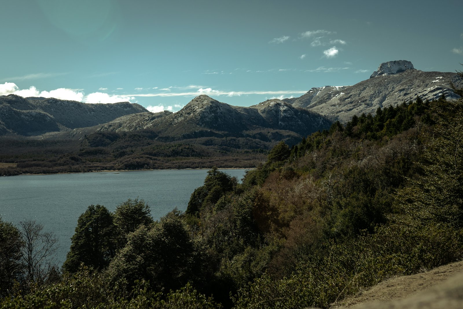 A solitary figure in the field beneath the Andes