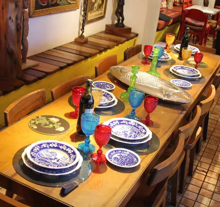 The dining room of La Chascona, Pablo Neruda’s house in Santiago, set like a ship’s cabin