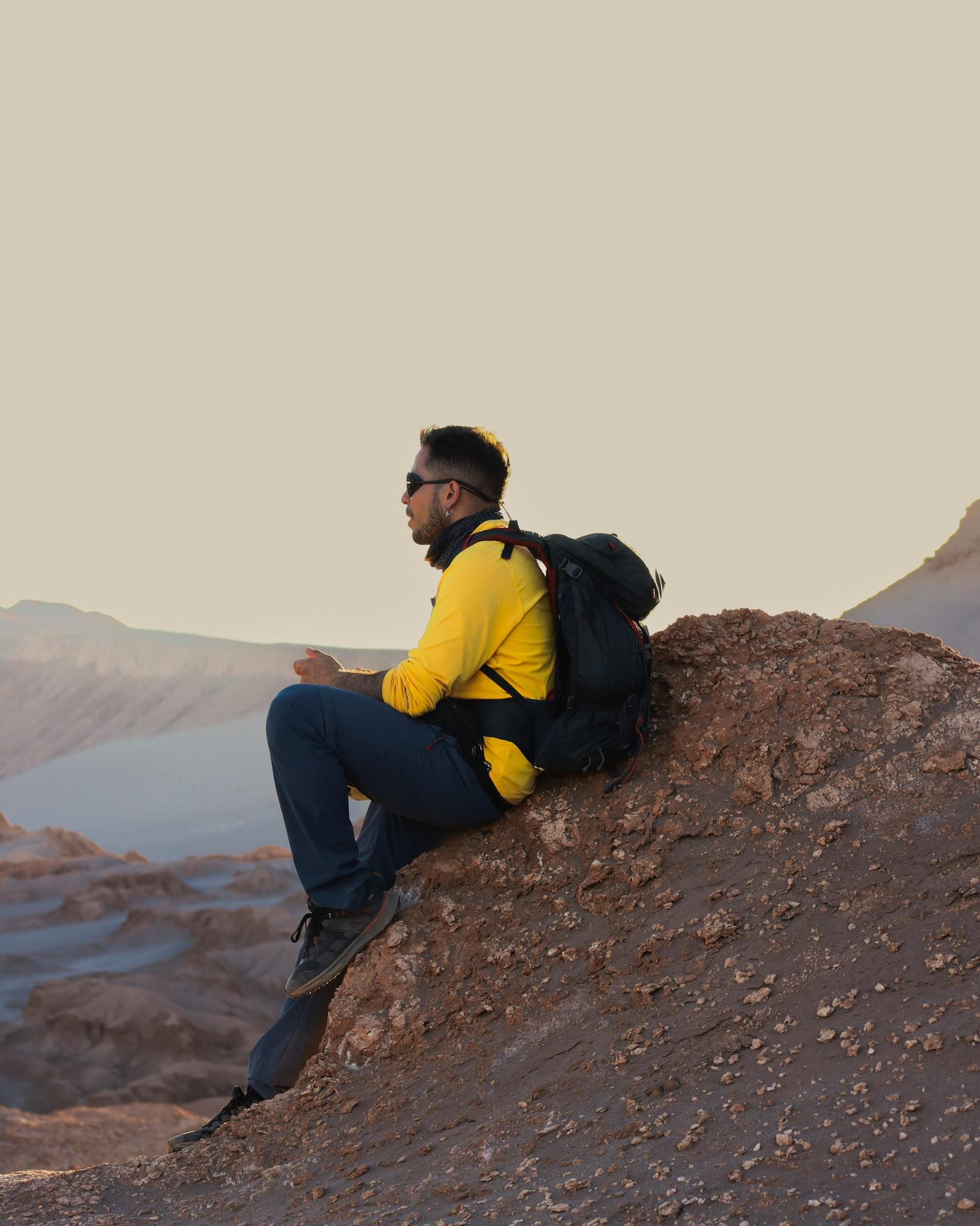 Cristian Vignolo, founder of Wonders of Chile, in the field at golden hour