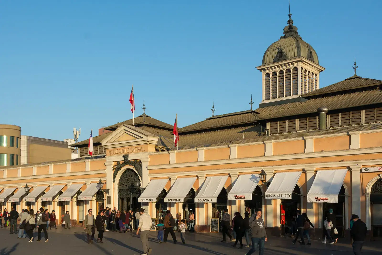 The façade of the Mercado Central in Santiago