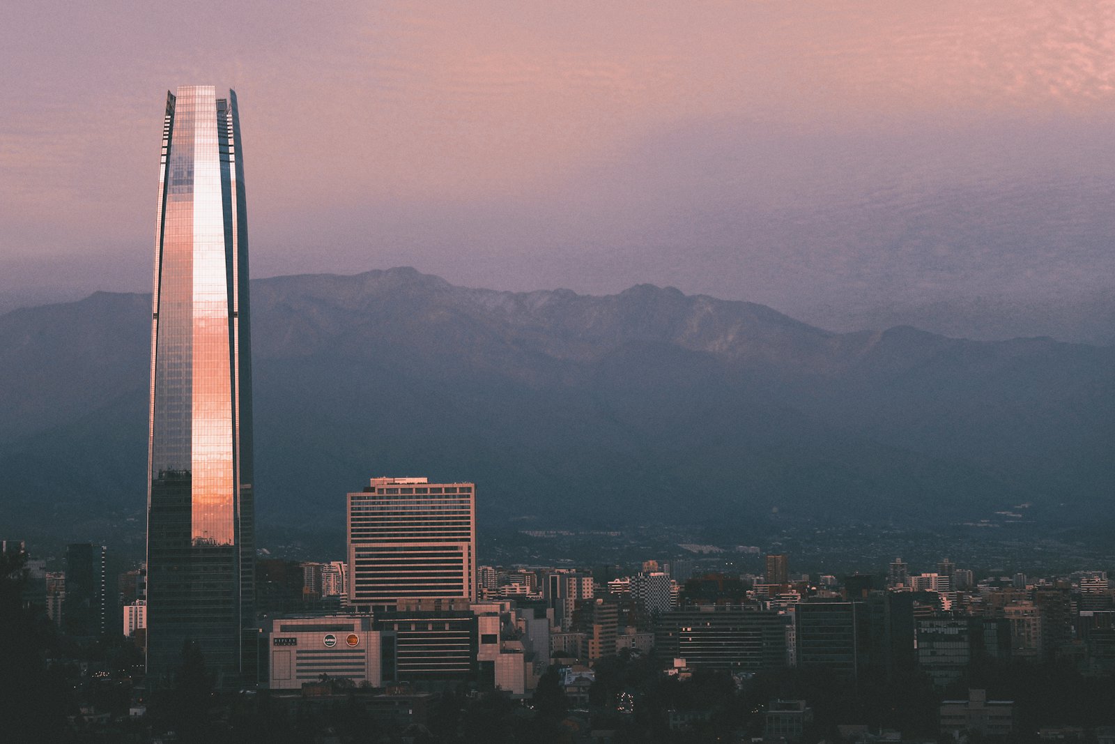 Santiago skyline with the Andes behind the city
