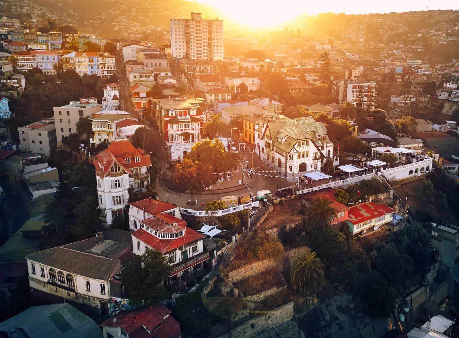 Sunset over the hills of Valparaíso