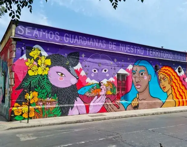 A large street-art mural in Barrio Yungay